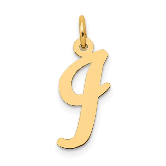 14k Yellow Gold, Madison Collection, Medium Script Initial I Pendant - Picture 1 of 5